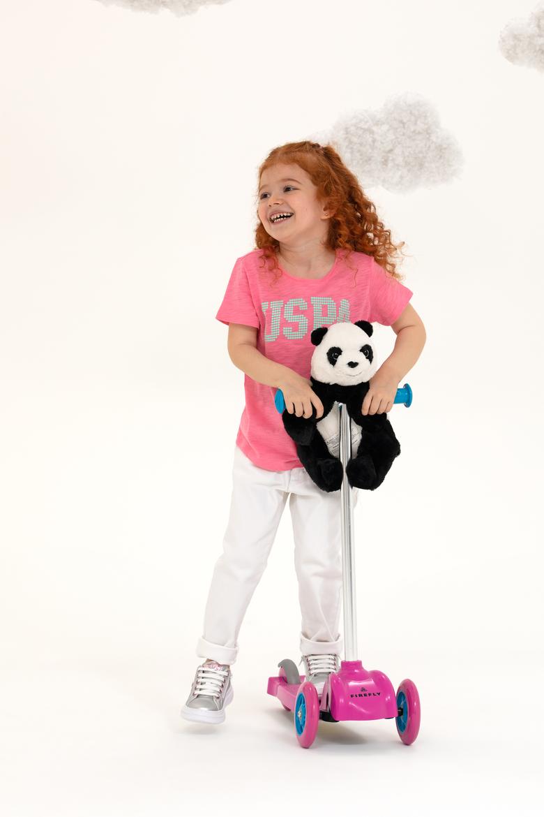 Çocuk Pembe Bisiklet Yaka Tişört - 50234830120