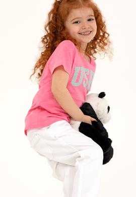 Çocuk Pembe Bisiklet Yaka Tişört - 50234830120