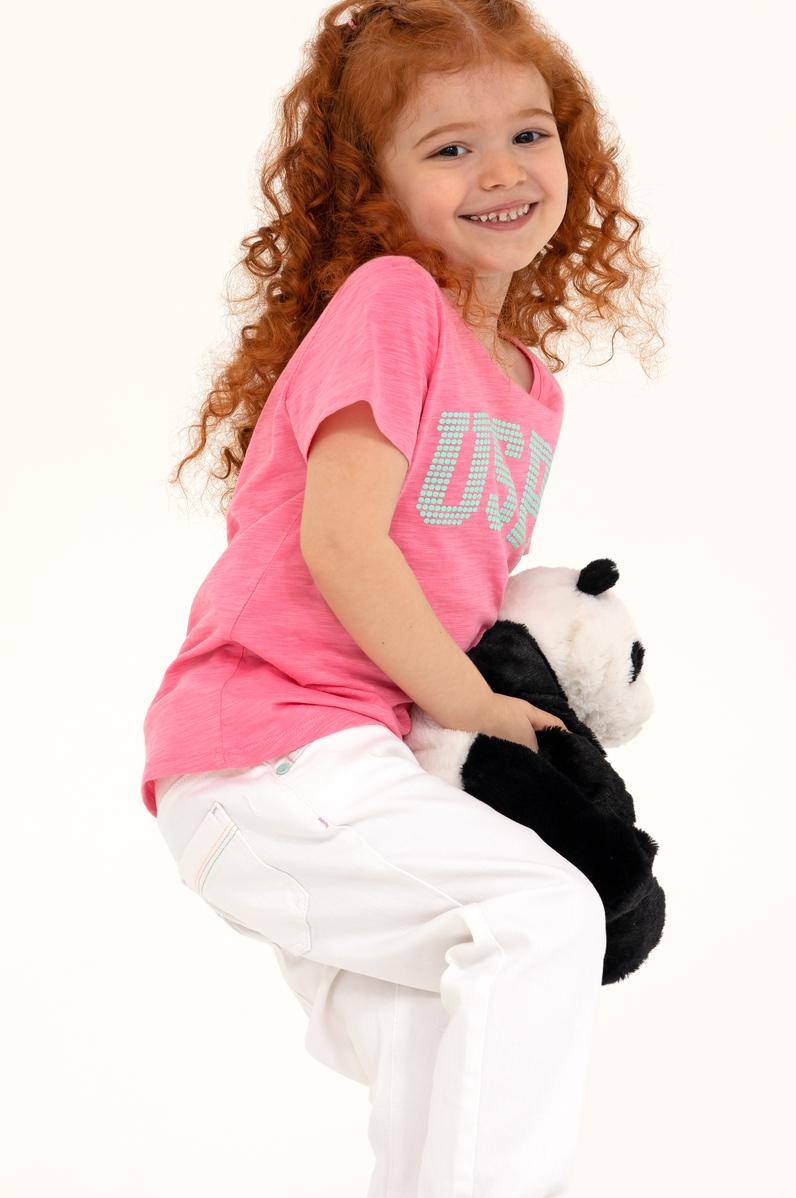 Çocuk Pembe Bisiklet Yaka Tişört