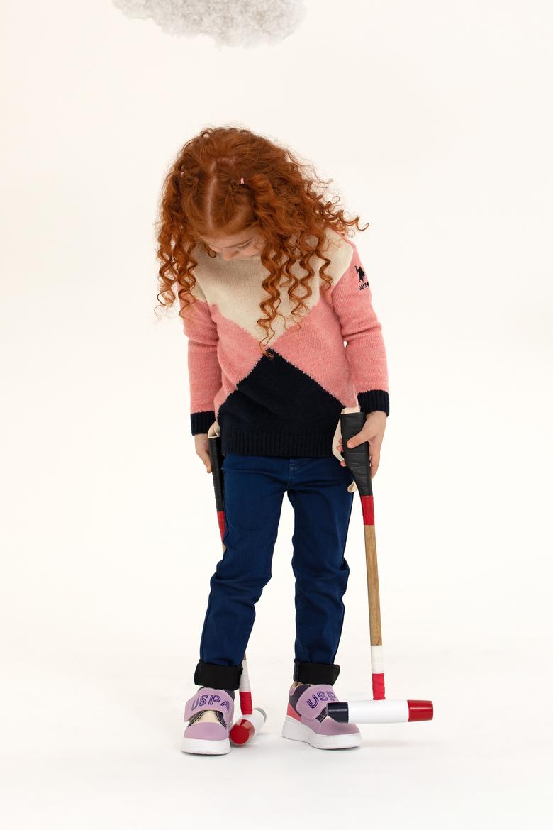 Kız Çocuk Lacivert Bisiklet Yaka Kazak - 50237347003