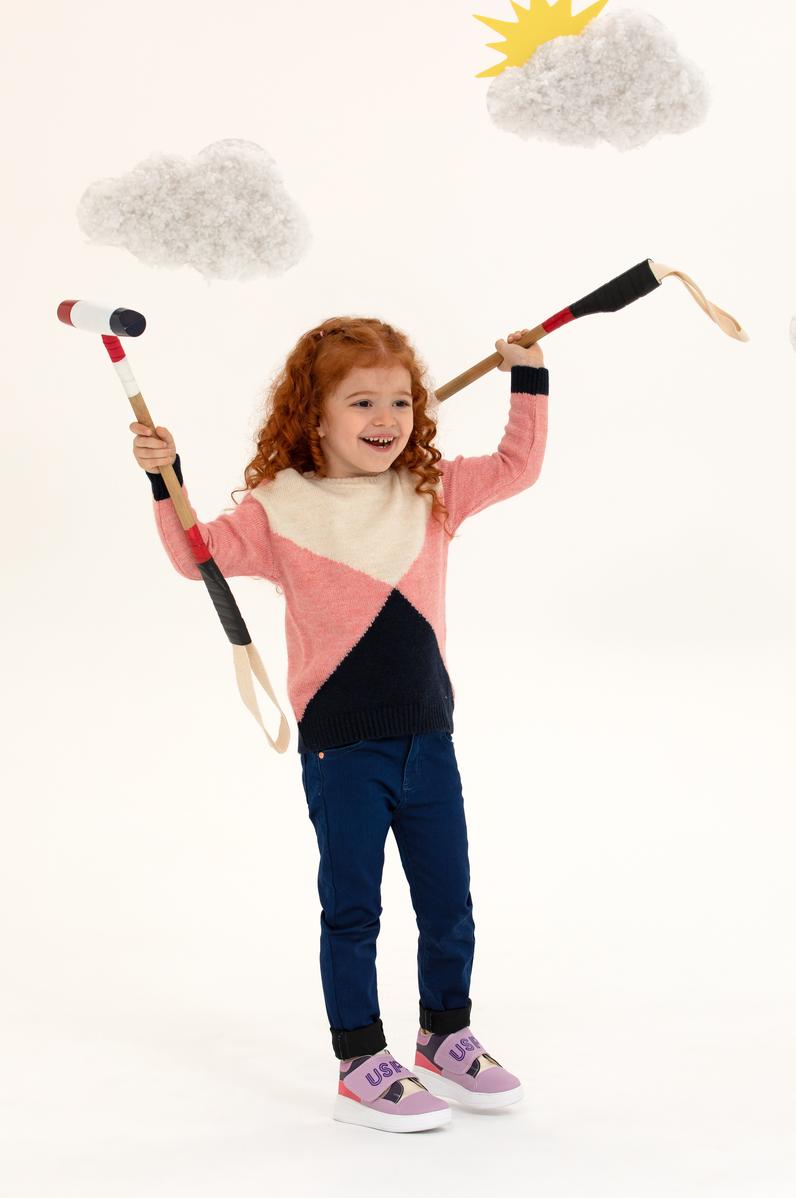 Kız Çocuk Lacivert Bisiklet Yaka Kazak