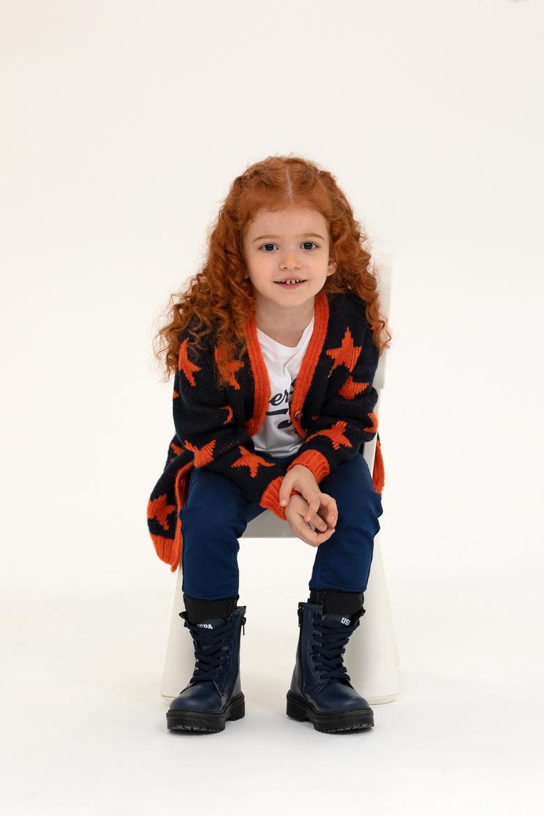 Kız Çocuk Lacivert V Yaka Triko Hırka - 50237352008