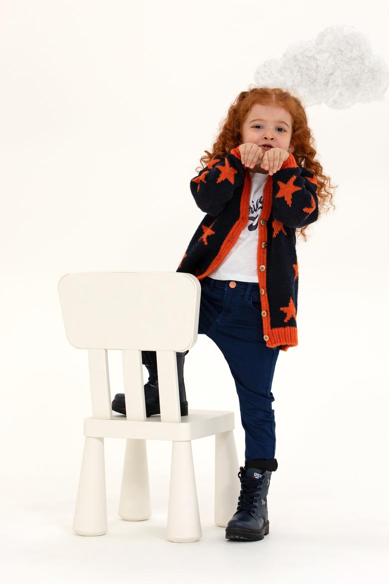 Kız Çocuk Lacivert V Yaka Triko Hırka - 50237352008