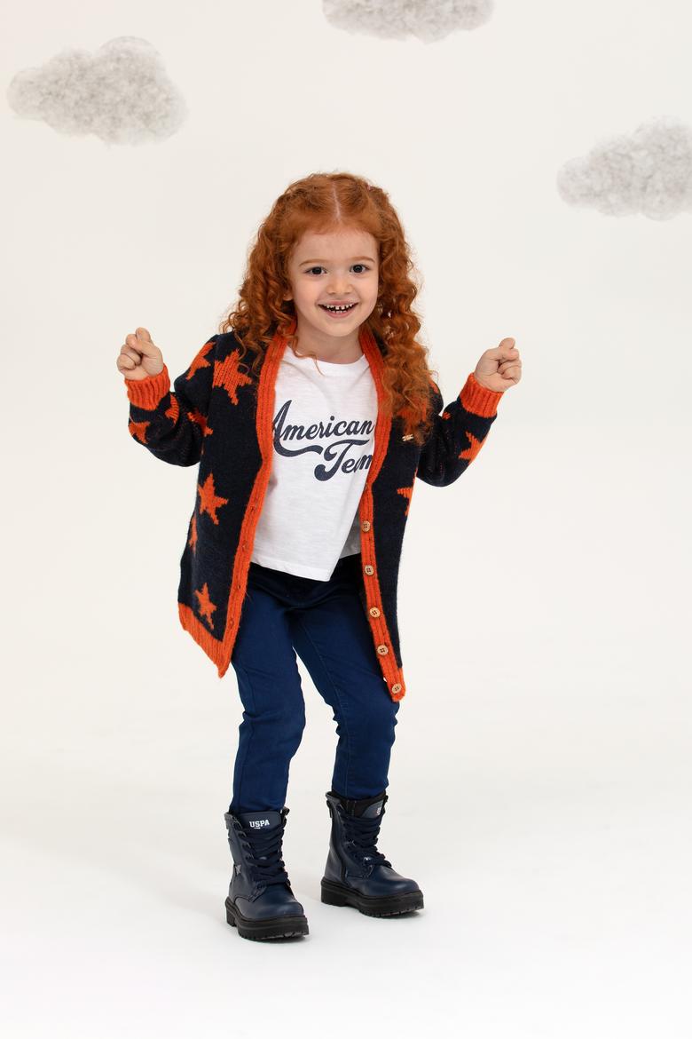 Kız Çocuk Lacivert V Yaka Triko Hırka - 50237352008