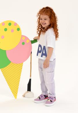 Kız Çocuk Mavi Crop Bisiklet Yaka Tişört - 50248154024