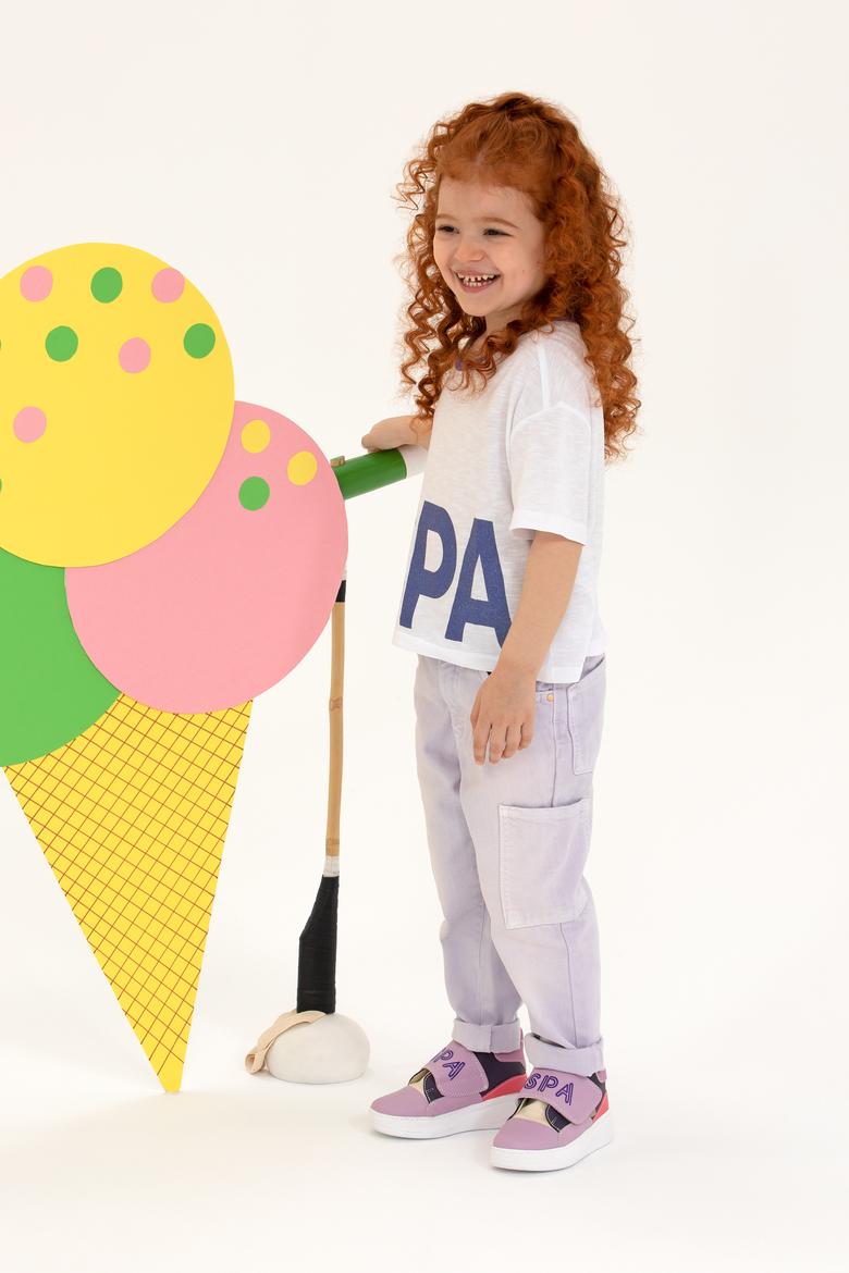 Kız Çocuk Mavi Crop Bisiklet Yaka Tişört - 50248154024