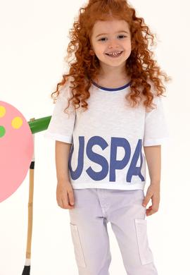 Kız Çocuk Mavi Crop Bisiklet Yaka Tişört - 50248154024