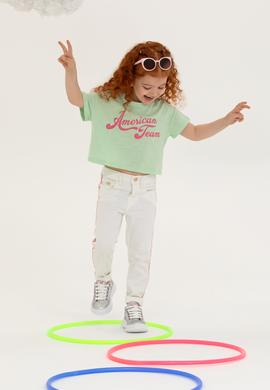 Kız Çocuk Mint Bisiklet Yaka Crop Tişört - 50248968037