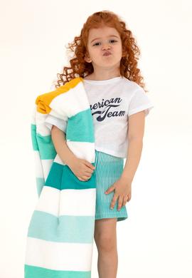 Kız Çocuk Beyaz Bisiklet Yaka Crop Tişört - 50248968022