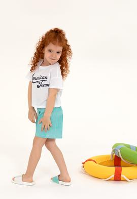 Kız Çocuk Beyaz Bisiklet Yaka Crop Tişört - 50248968022