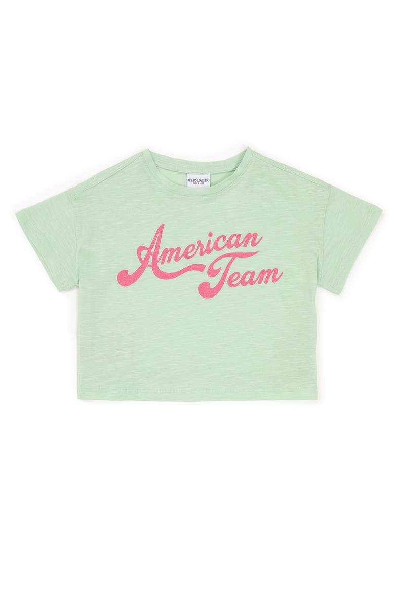 Kız Çocuk Mint Bisiklet Yaka Crop Tişört - 50248968037