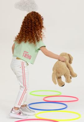 Kız Çocuk Mint Bisiklet Yaka Crop Tişört - 50248968037