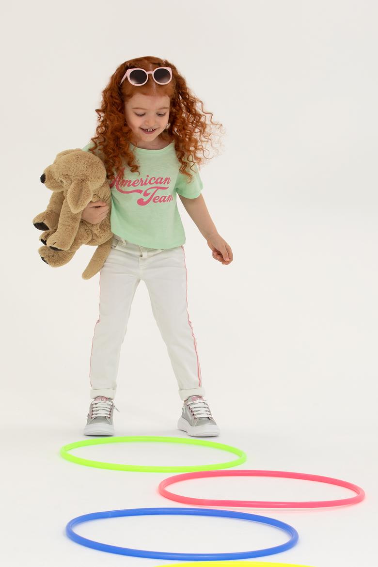 Kız Çocuk Mint Bisiklet Yaka Crop Tişört - 50248968037