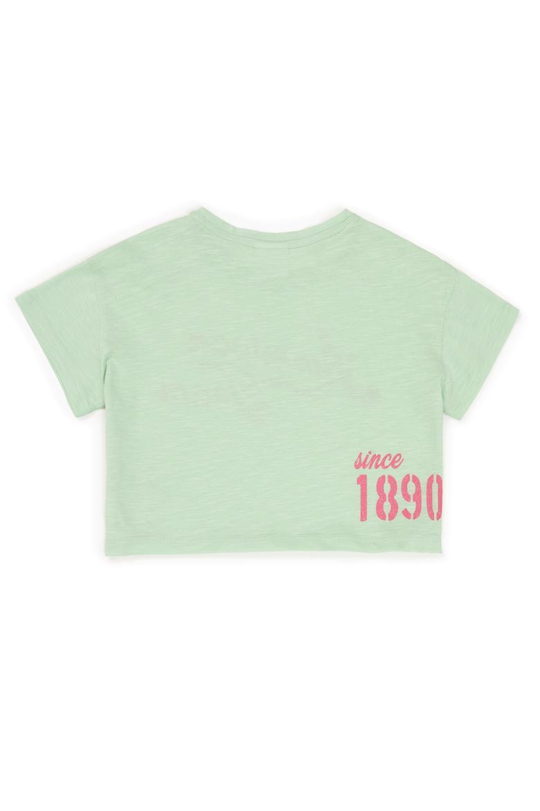 Kız Çocuk Mint Bisiklet Yaka Crop Tişört - 50248968037