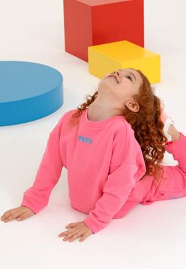 Çocuk Pembe Basic Bisiklet Yaka Sweatshirt - 50260923079