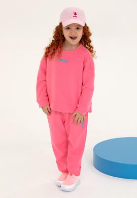 Çocuk Pembe Basic Bisiklet Yaka Sweatshirt - 50260923079