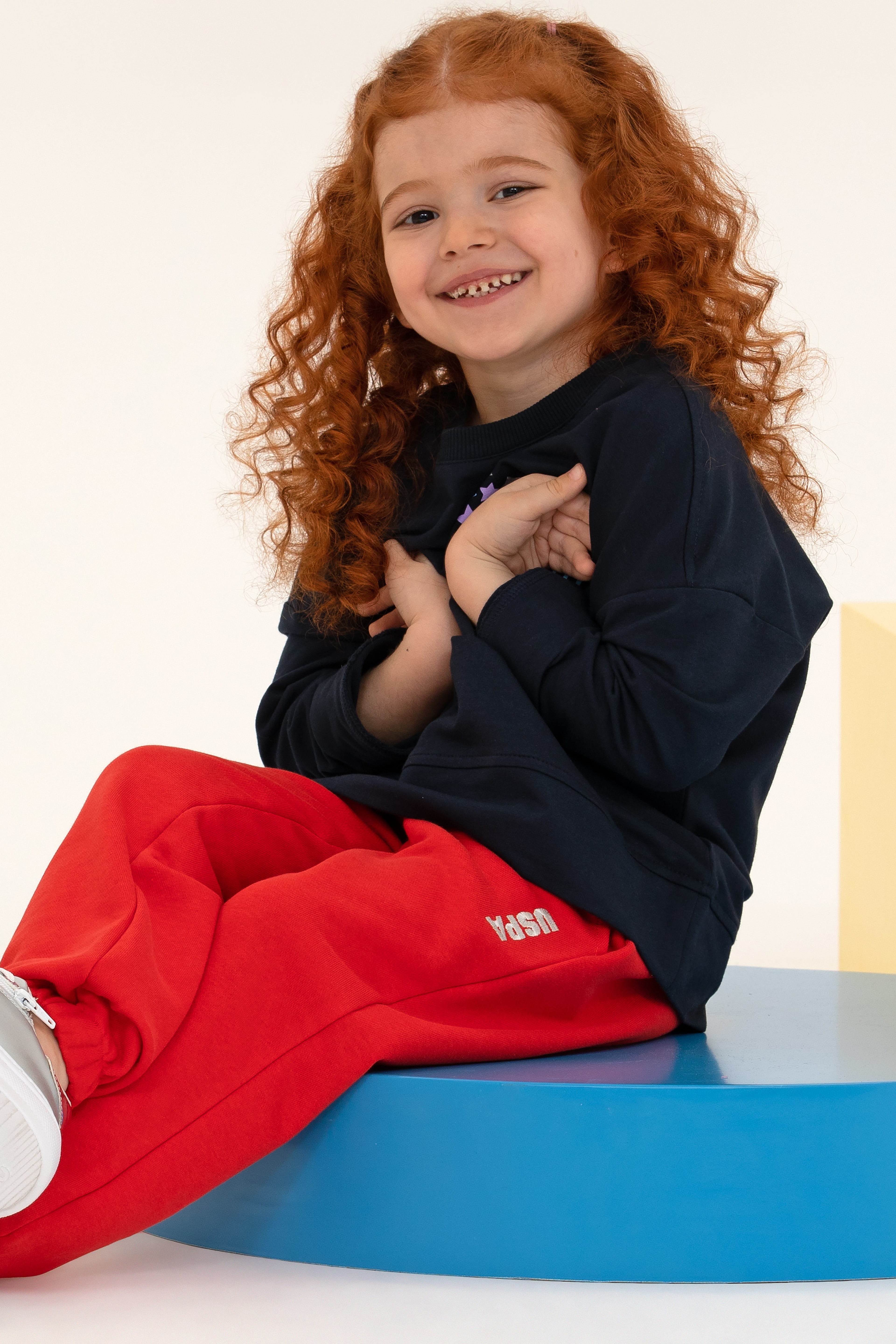 Çocuk Lacivert Bisiklet Yaka Sweatshirt - Image 2