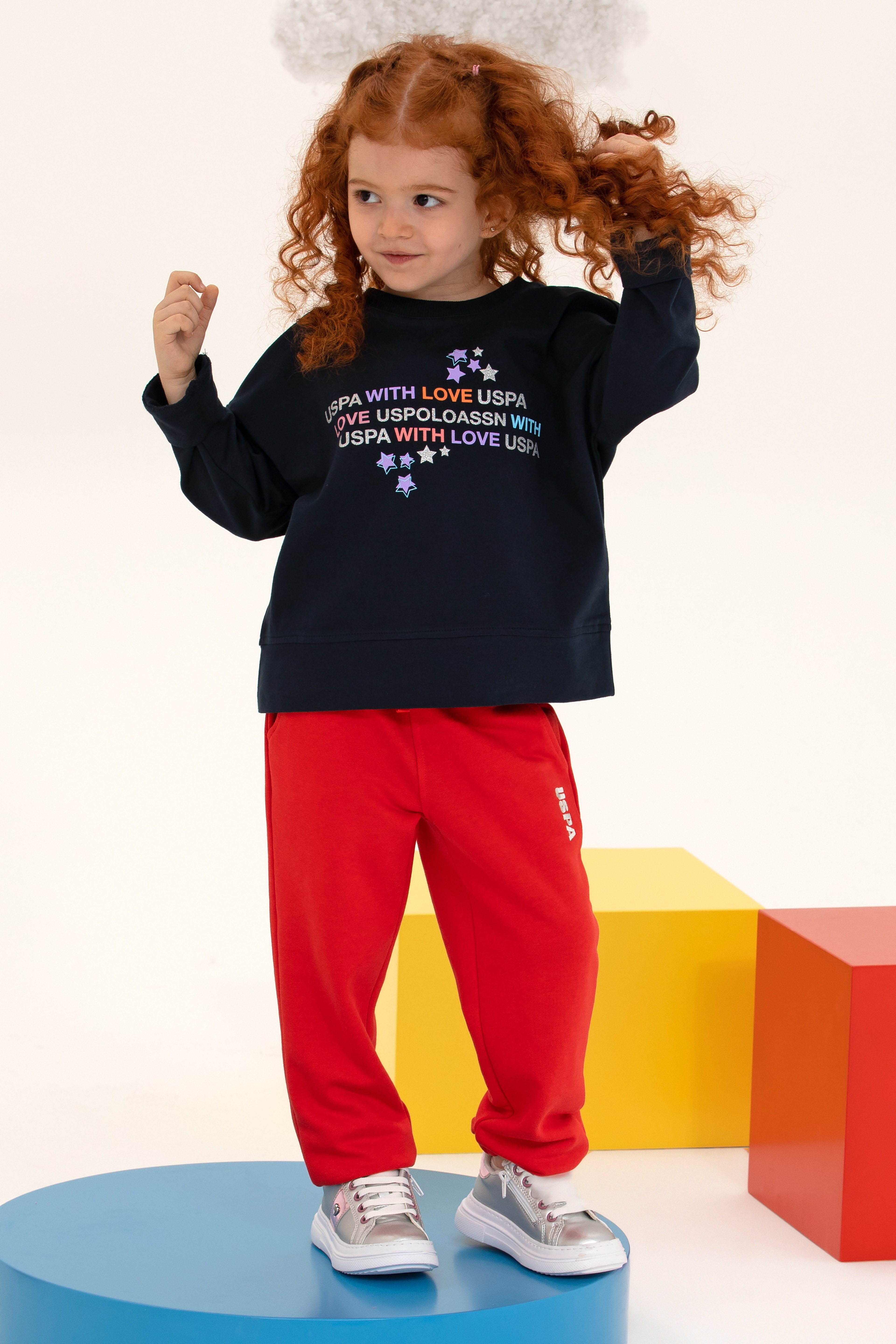 Çocuk Lacivert Bisiklet Yaka Sweatshirt - Image 1