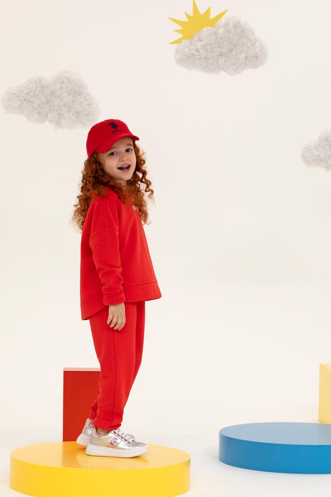 Çocuk Kırmızı Basic Bisiklet Yaka Sweatshirt