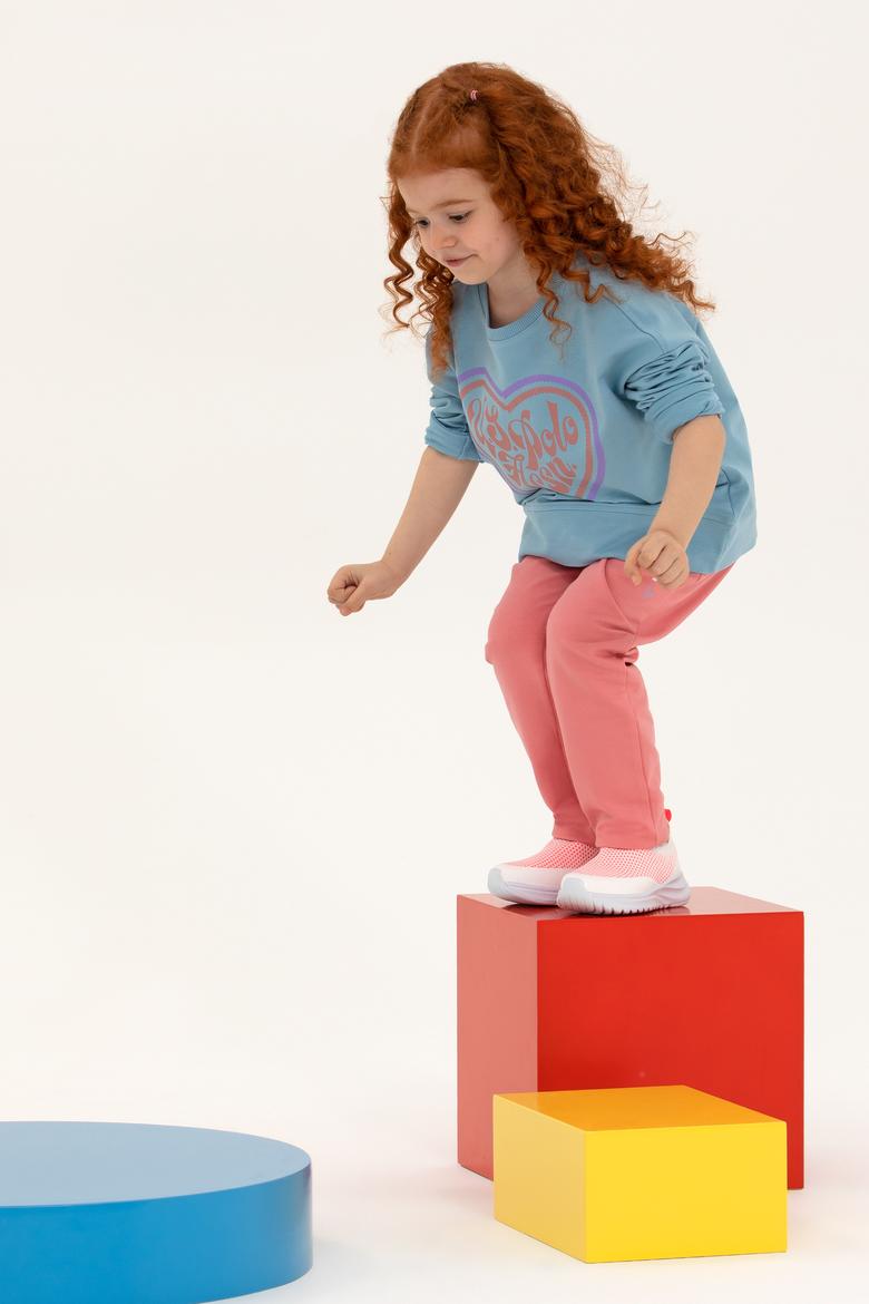 Çocuk Mavi Bisiklet Yaka Sweatshirt - 50260970001