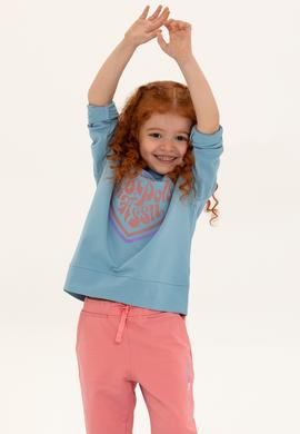 Çocuk Mavi Bisiklet Yaka Sweatshirt - 50260970001