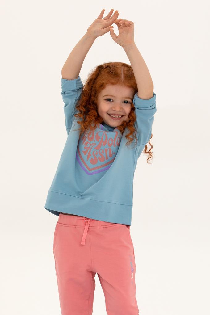 Çocuk Mavi Bisiklet Yaka Sweatshirt