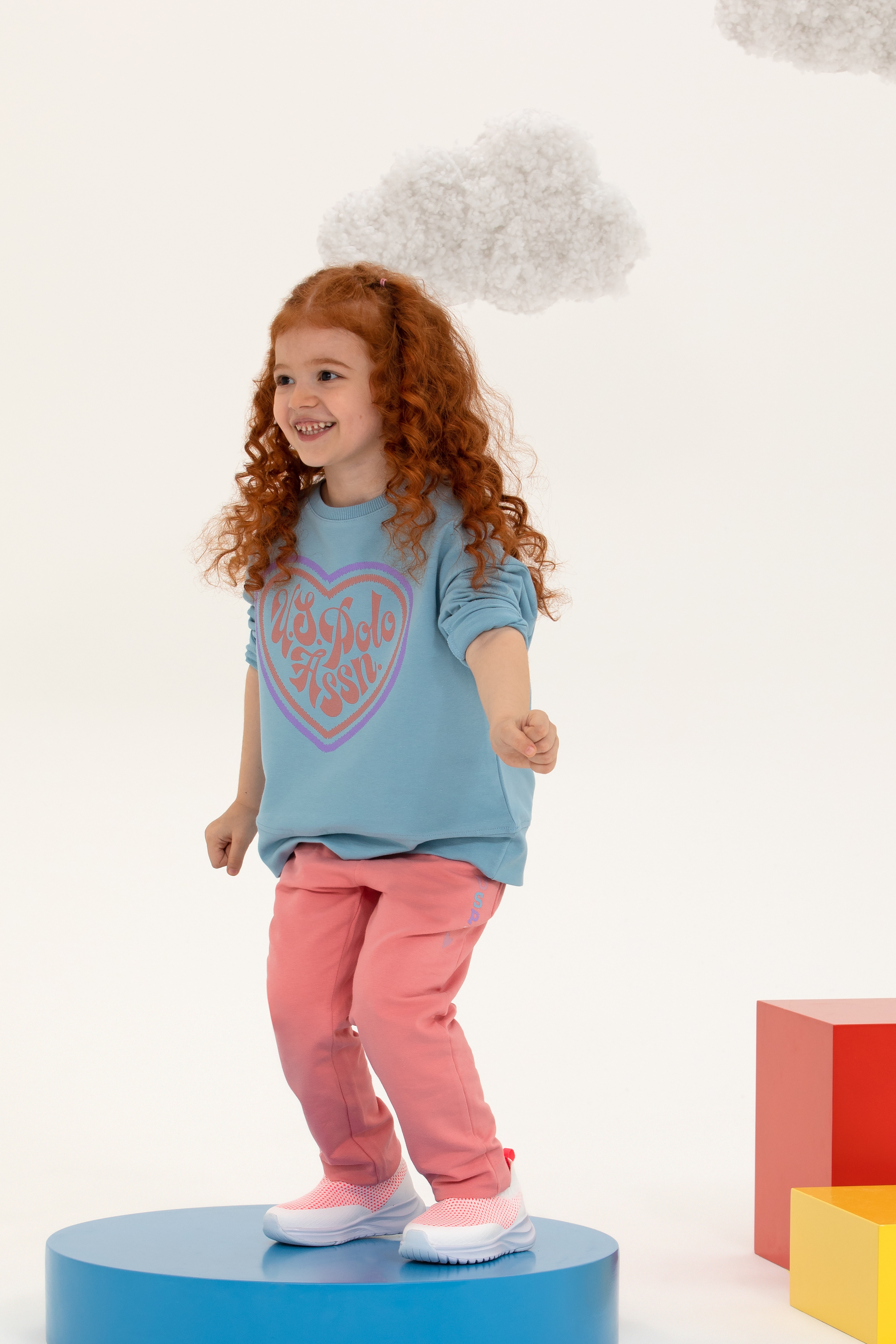 Çocuk Mavi Bisiklet Yaka Sweatshirt - Image 3