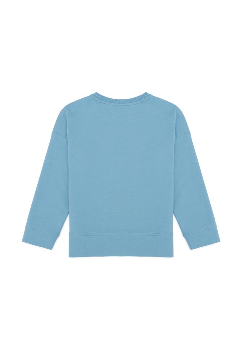 Çocuk Mavi Bisiklet Yaka Sweatshirt - 50260970001