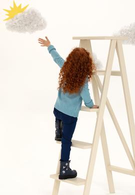 Kız Çocuk Mavi Bisiklet Yaka Kazak - 50258074001