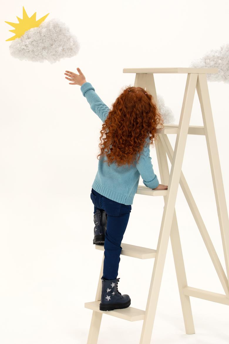 Kız Çocuk Mavi Bisiklet Yaka Kazak - 50258074001