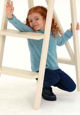 Kız Çocuk Mavi Bisiklet Yaka Kazak - 50258074001