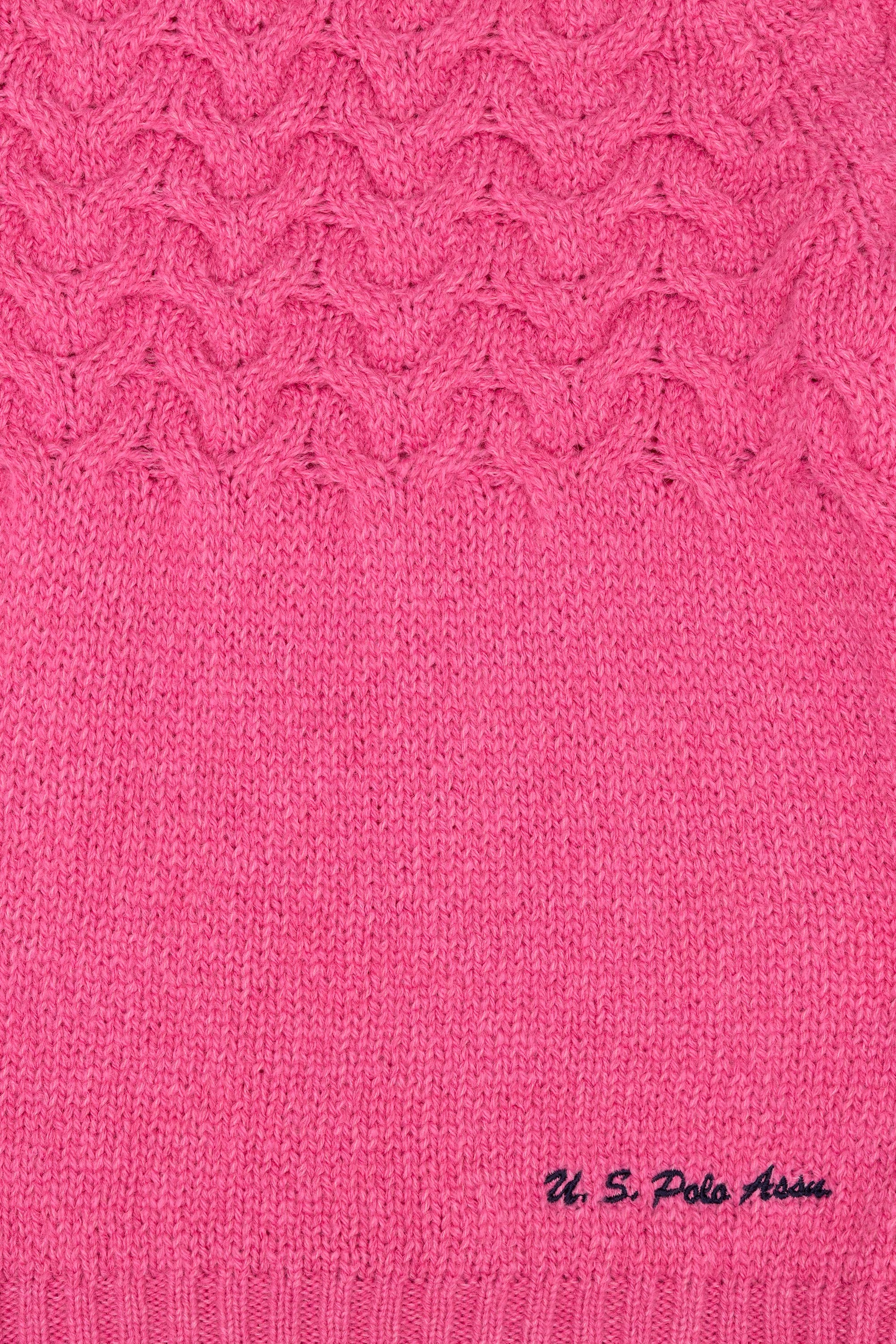 Kız Çocuk Neon Pembe Bisiklet Yaka Kazak