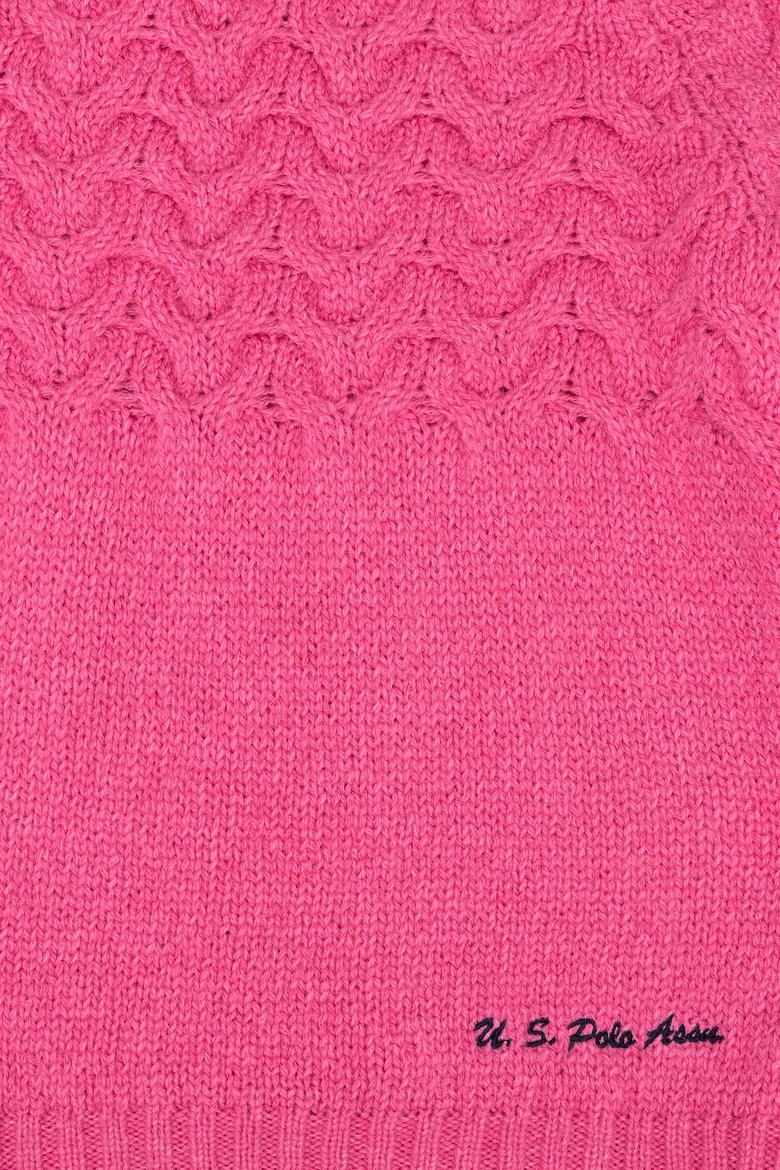 Kız Çocuk Neon Pembe Bisiklet Yaka Kazak - 50258074033