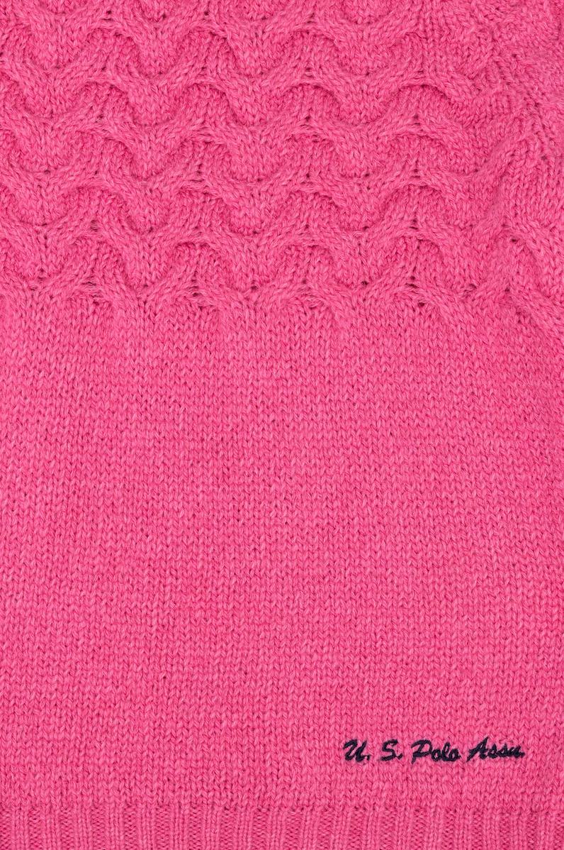 Kız Çocuk Neon Pembe Bisiklet Yaka Kazak