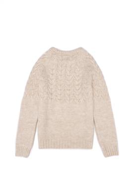 Kız Çocuk Krem Melanj Bisiklet Yaka Kazak - 50258074037