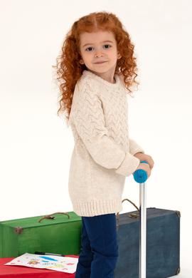 Kız Çocuk Krem Melanj Bisiklet Yaka Kazak - 50258074037