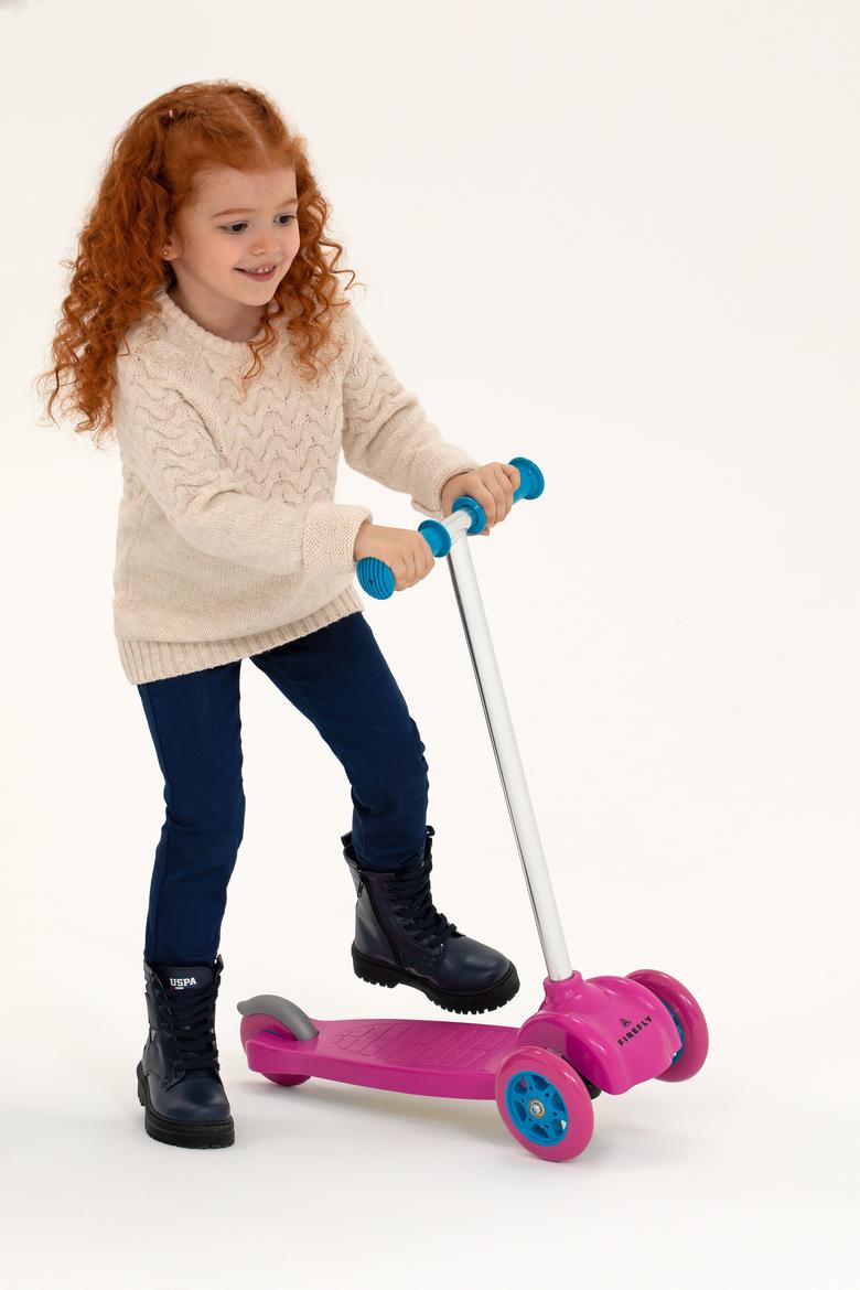 Kız Çocuk Krem Melanj Bisiklet Yaka Kazak - 50258074037