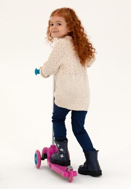 Kız Çocuk Krem Melanj Bisiklet Yaka Kazak - 50258074037