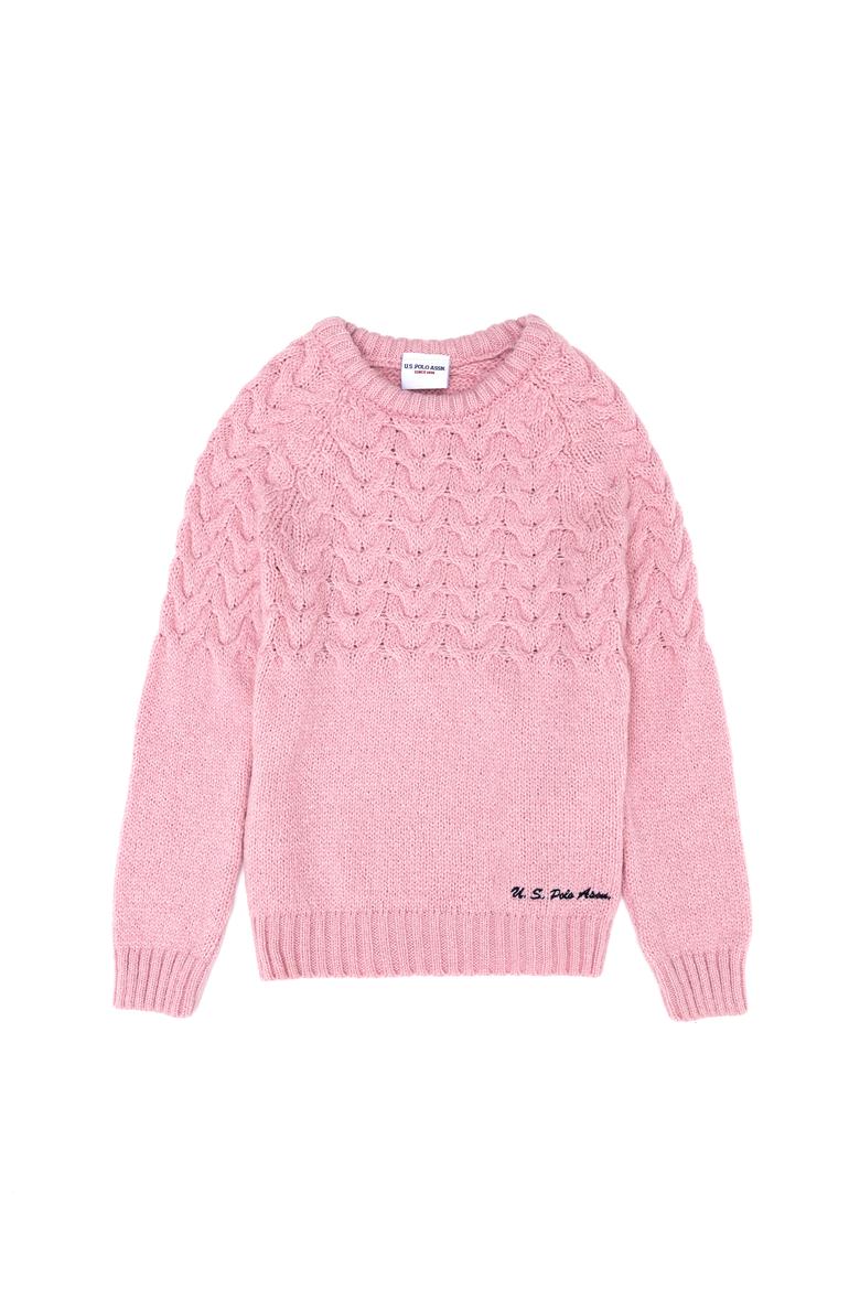 Kız Çocuk Manolya Bisiklet Yaka Kazak - 50258074051