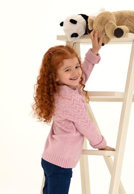 Kız Çocuk Manolya Bisiklet Yaka Kazak - 50258074051