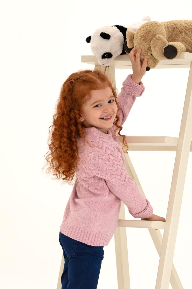 Kız Çocuk Manolya Bisiklet Yaka Kazak