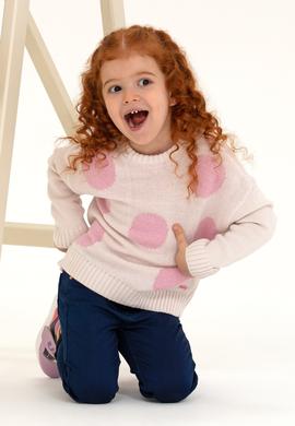 Kız Çocuk Krem Bisiklet Yaka Kazak - 50258470009