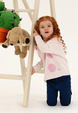 Kız Çocuk Krem Bisiklet Yaka Kazak - 50258470009