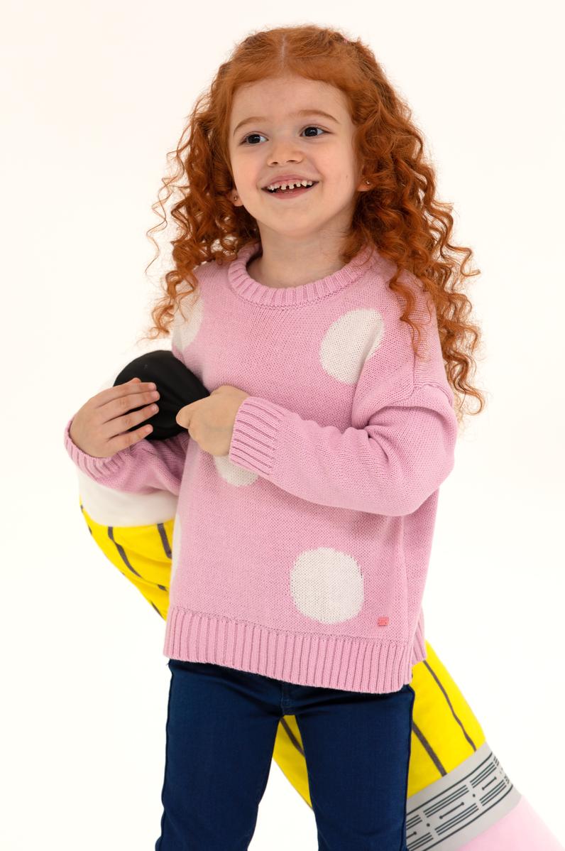 Kız Çocuk Manolya Bisiklet Yaka Kazak