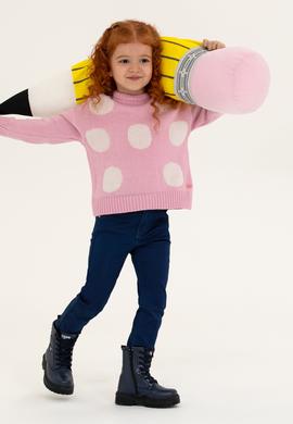 Kız Çocuk Manolya Bisiklet Yaka Kazak - 50258470021