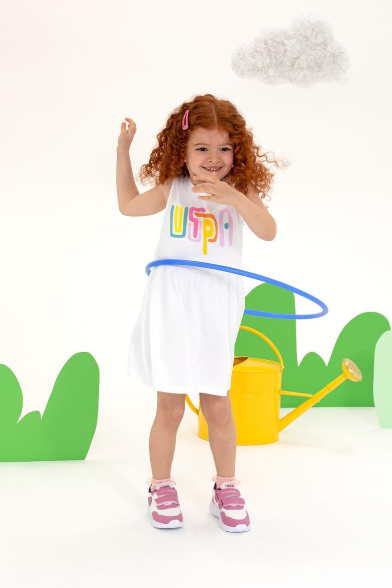 Kız Çocuk Beyaz Kolsuz Örme Elbise - 50266727004