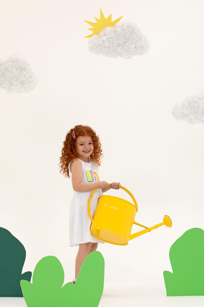 Kız Çocuk Beyaz Kolsuz Örme Elbise