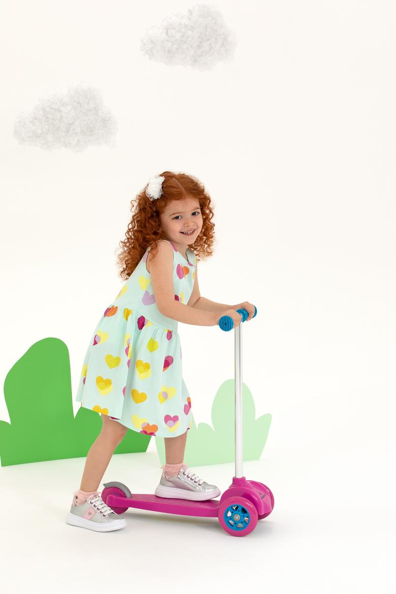 Kız Çocuk Su Yeşili Kolsuz Örme Elbise