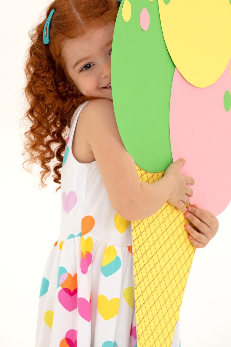 Kız Çocuk Beyaz Kolsuz Örme Elbise - 50266731012