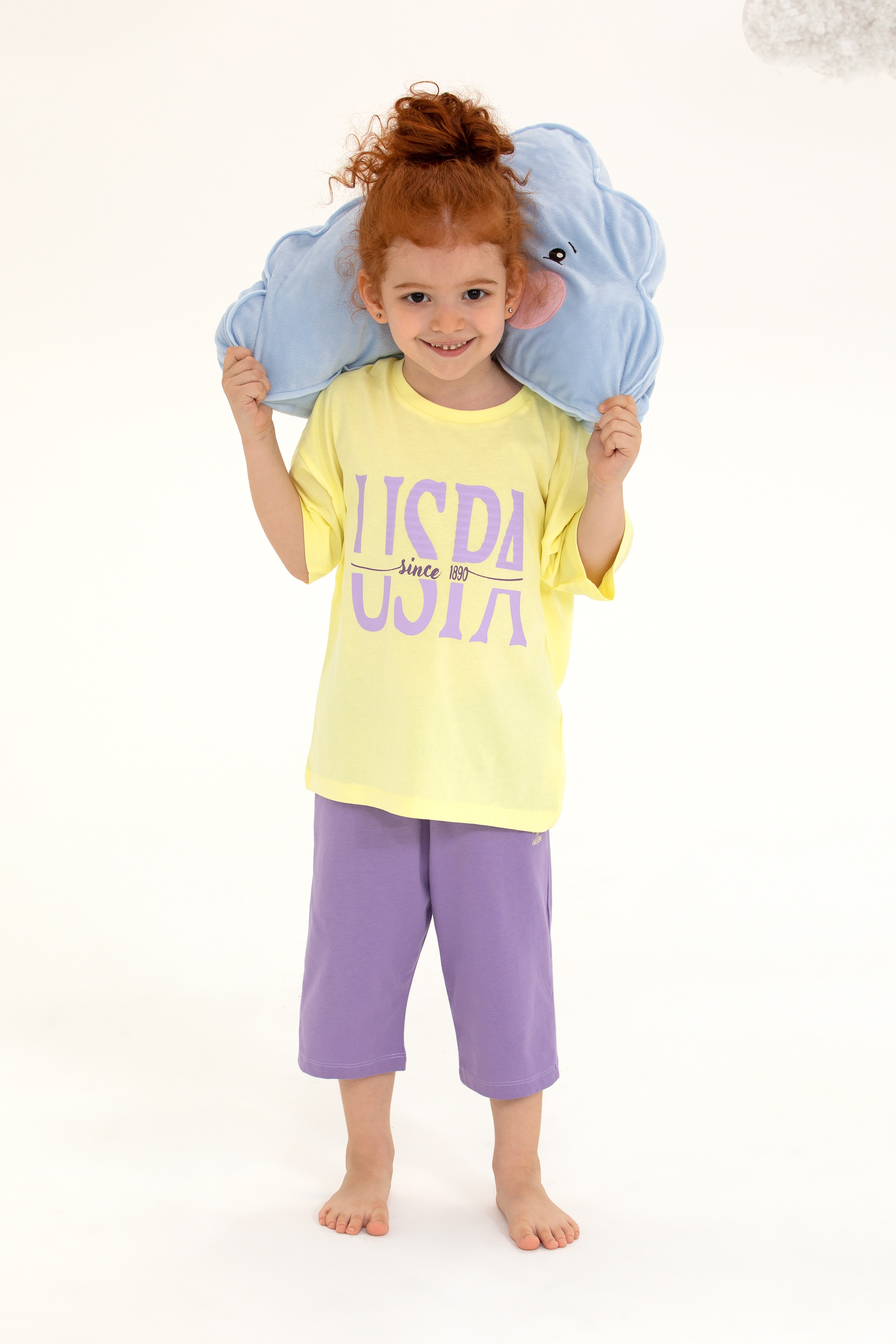 Kız Çocuk Açık Sarı Pijama Takımı - Image 1